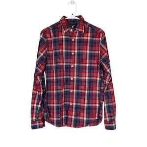 Alex Mill Linen Blend Plaid Button Up Shirt Size XS